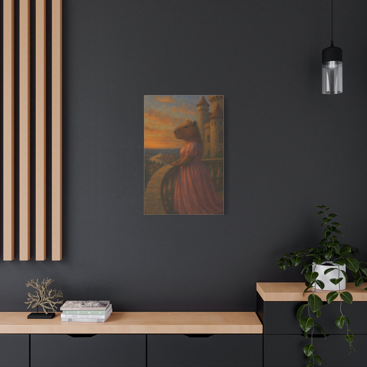 Sunset Serenity – Princess Capybara Matte Canvas