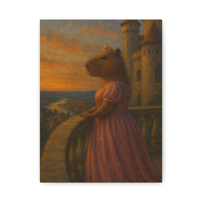 Sunset Serenity – Princess Capybara Matte Canvas