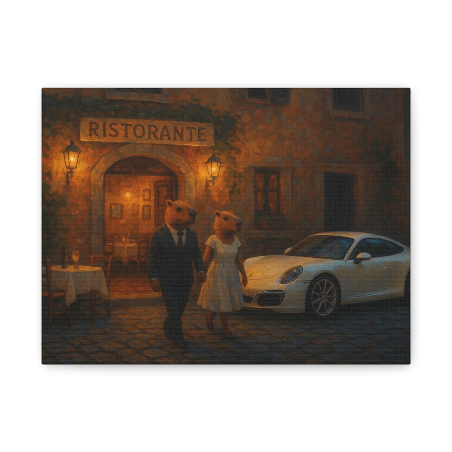 Capybara Date Night – Matte Canvas Print
