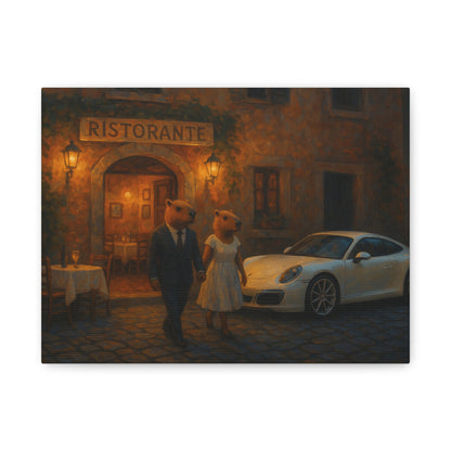 Capybara Date Night – Matte Canvas Print
