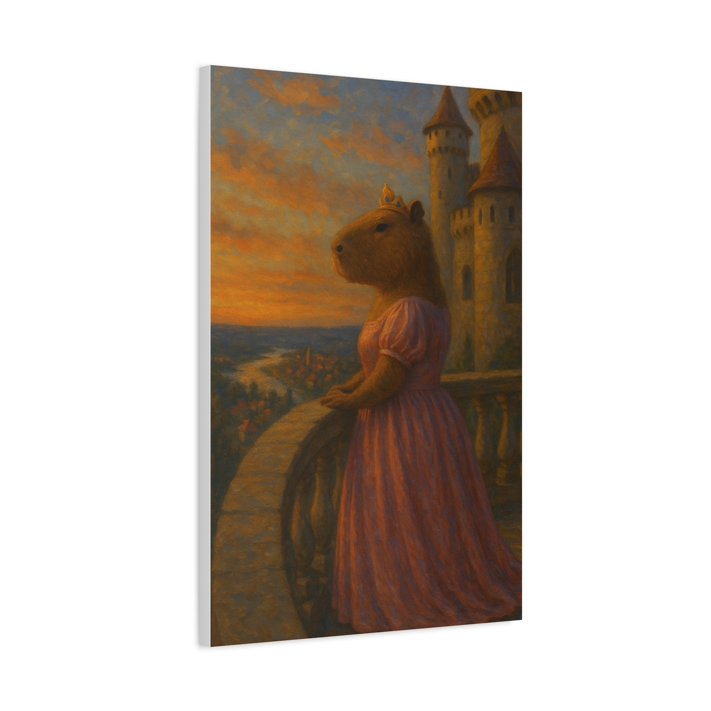 Sunset Serenity – Princess Capybara Matte Canvas
