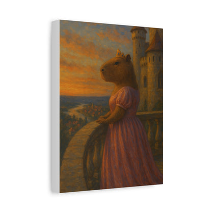 Sunset Serenity – Princess Capybara Matte Canvas