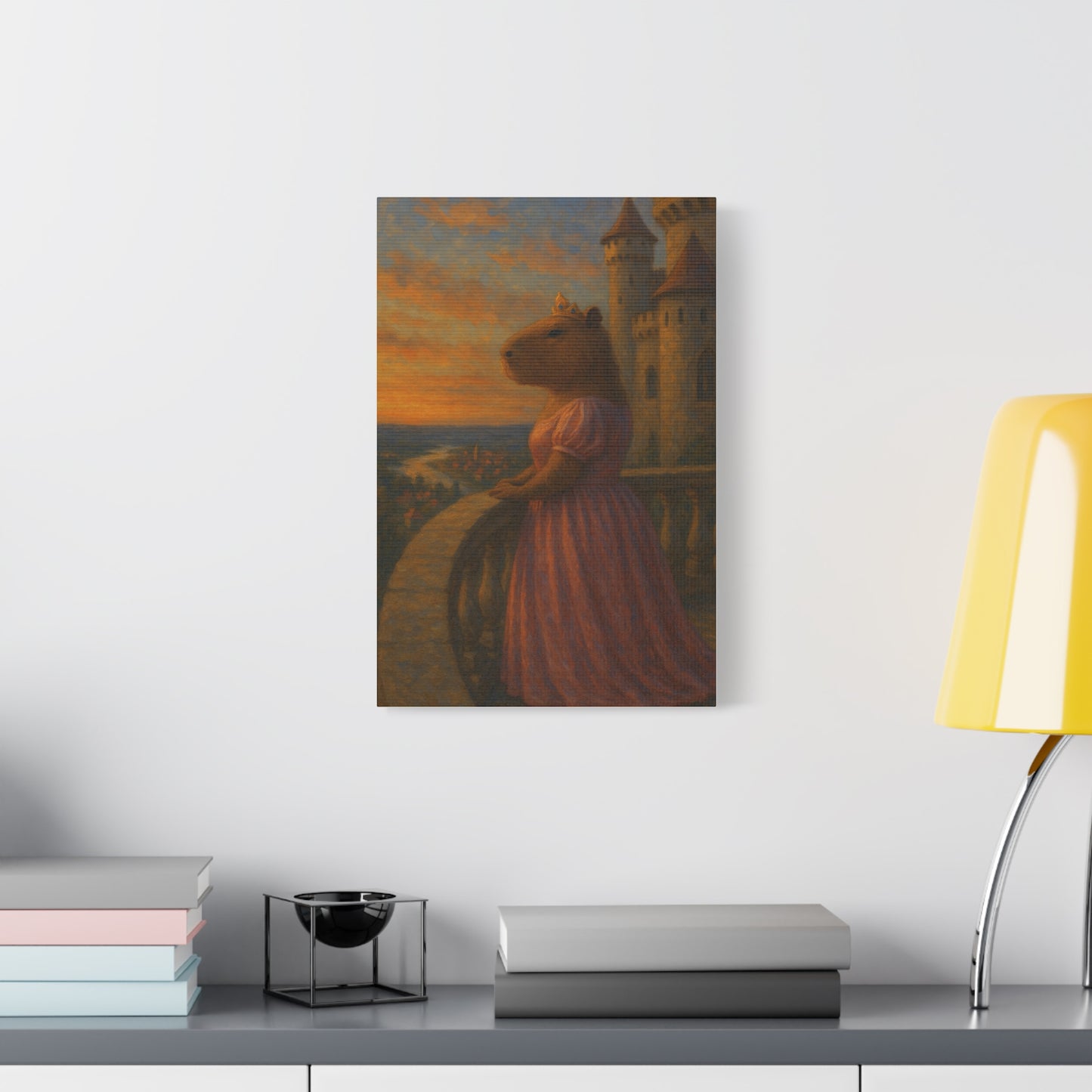Sunset Serenity – Princess Capybara Matte Canvas