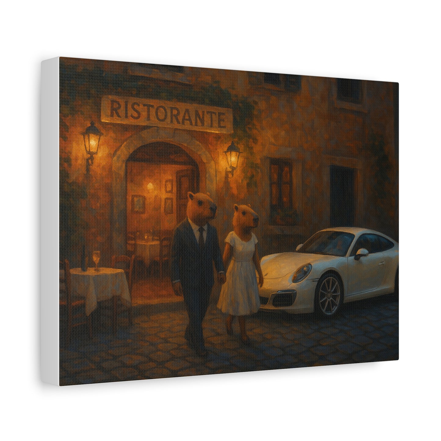 Capybara Date Night – Matte Canvas Print