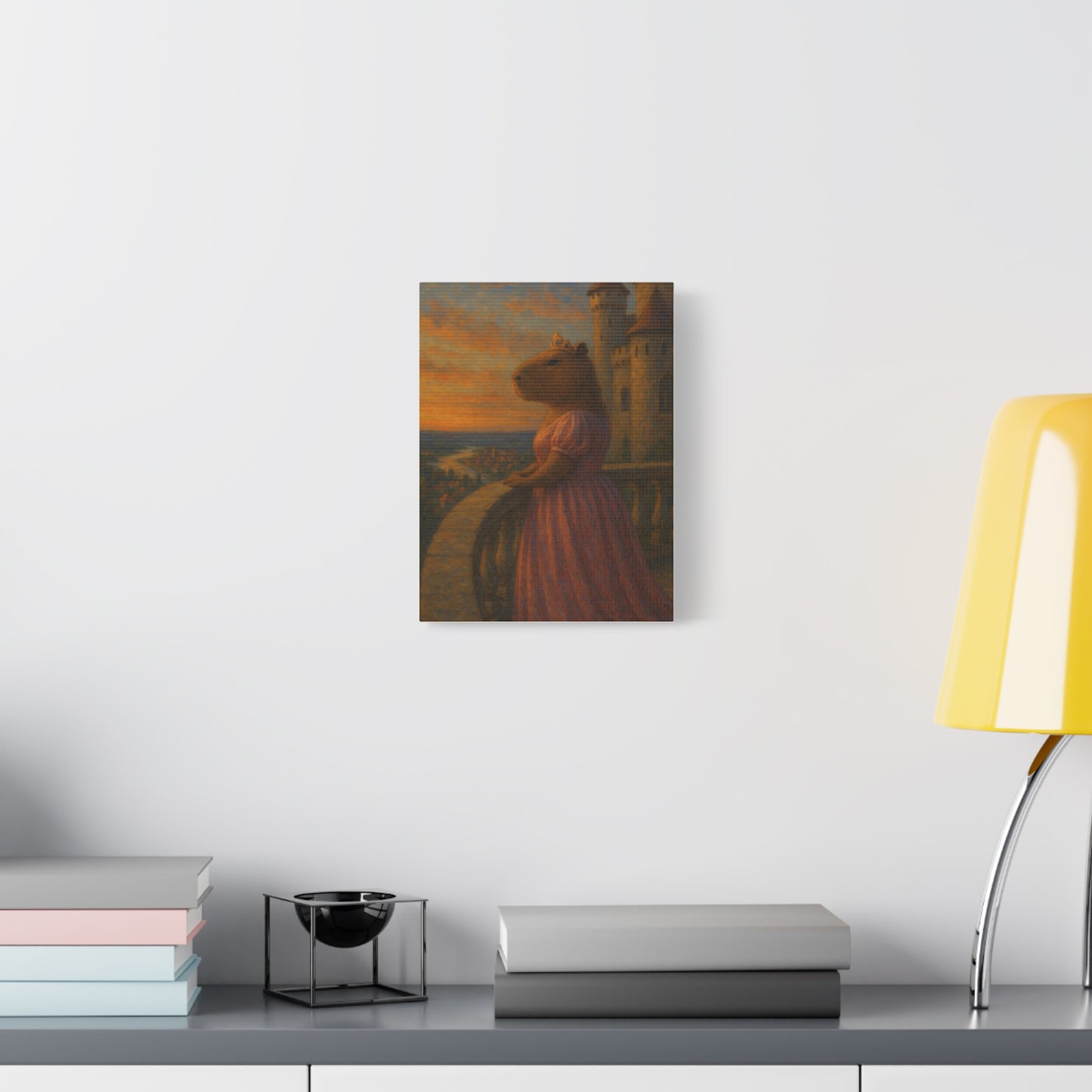 Sunset Serenity – Princess Capybara Matte Canvas