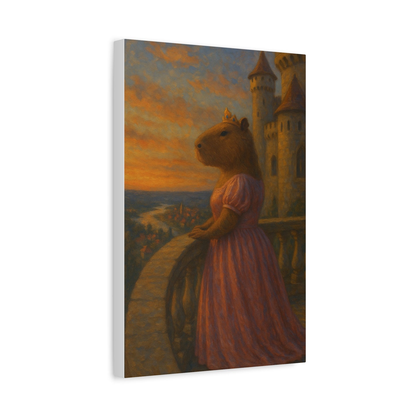 Sunset Serenity – Princess Capybara Matte Canvas