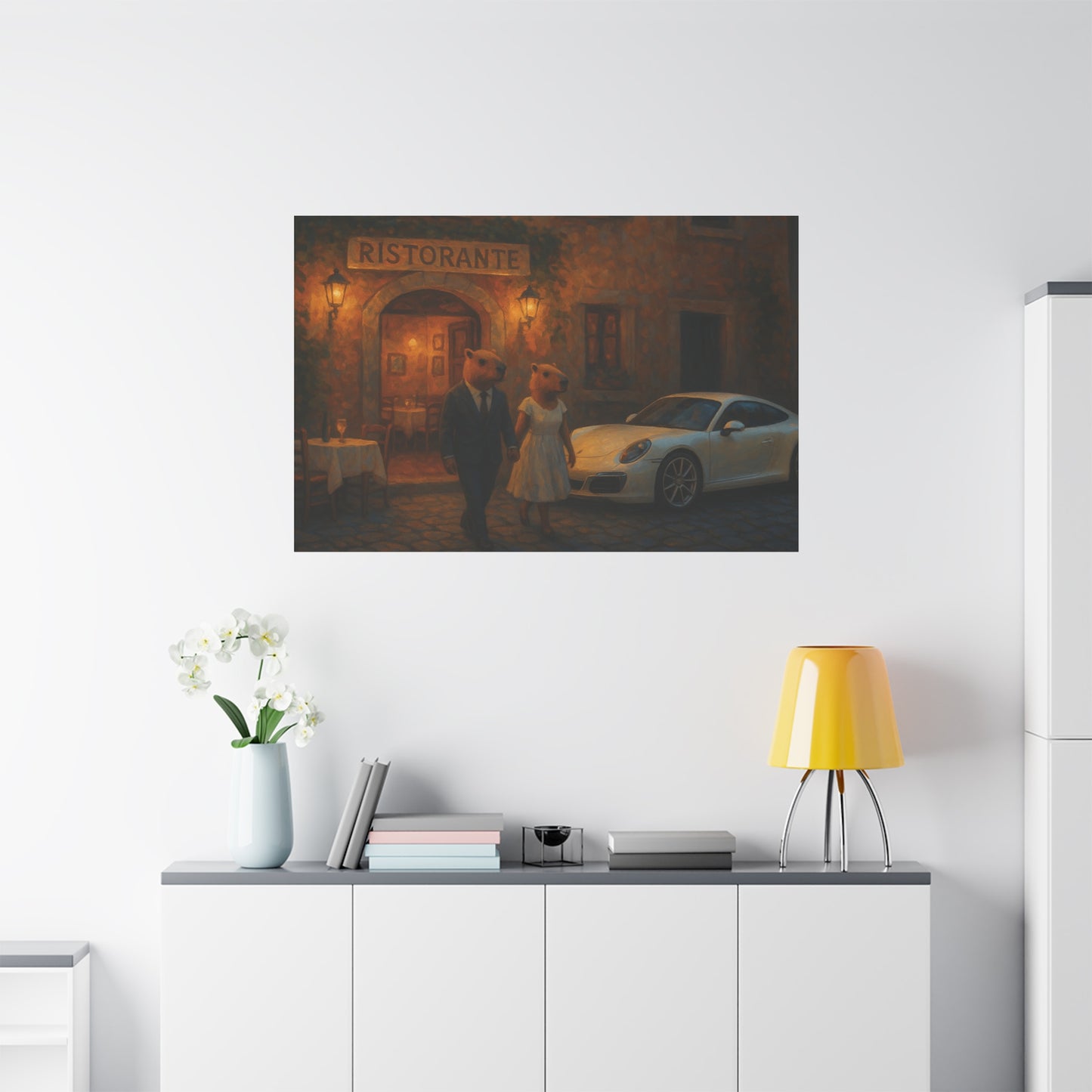 Capybara Date Night – Matte Canvas Print