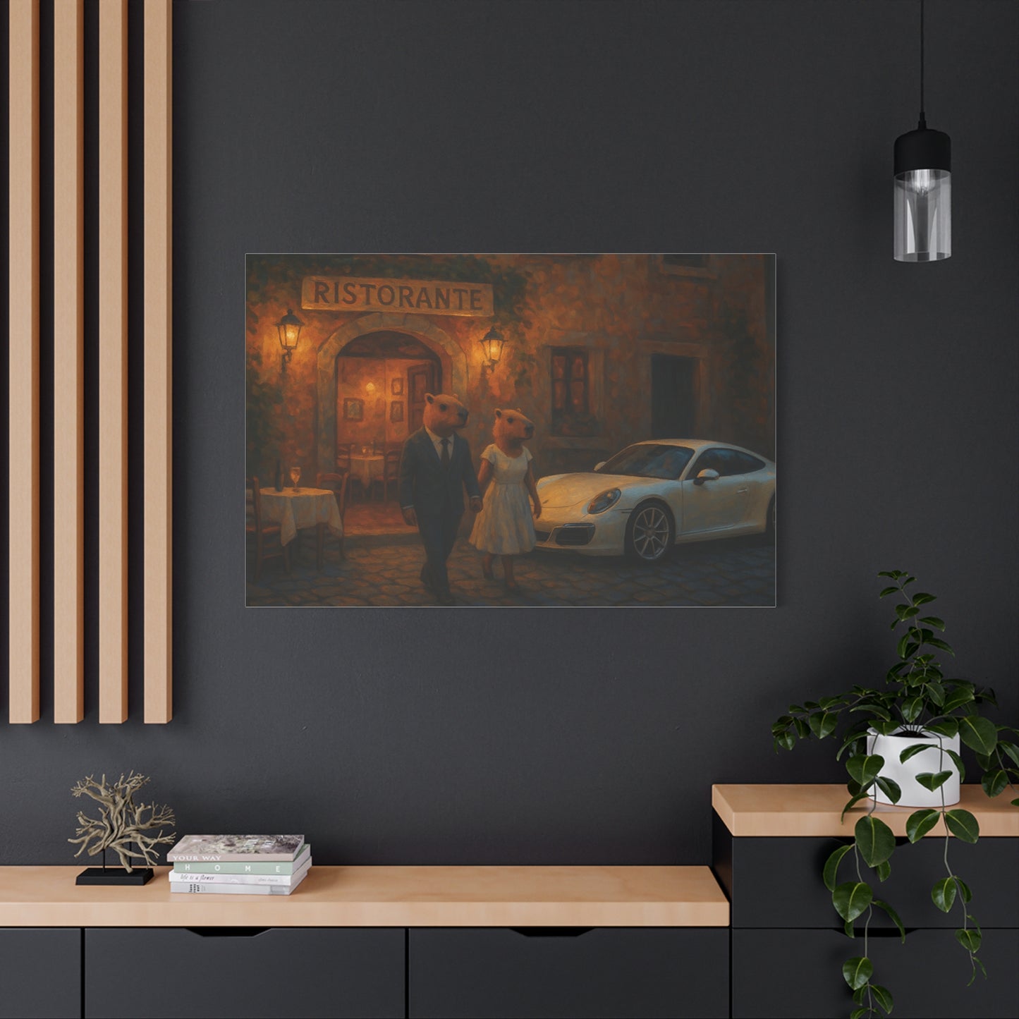 Capybara Date Night – Matte Canvas Print