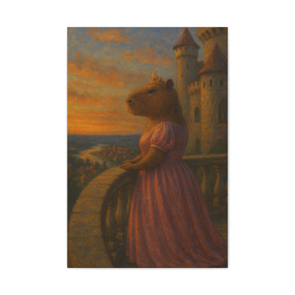Sunset Serenity – Princess Capybara Matte Canvas